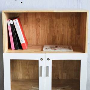 Contemporary 3-Tier Metal Storage <b>Cabinet</b> THS68033 Glass Doors <b>Lock</b> Rubber Wood Contemporary 3-Tier Lockable - Product Image 4