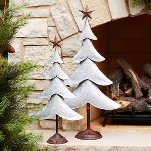 Sapin de Noël vintage en métal haut avec étoile pour la décoration de table de Noël, décoration de table pour les fêtes - Product Image 3