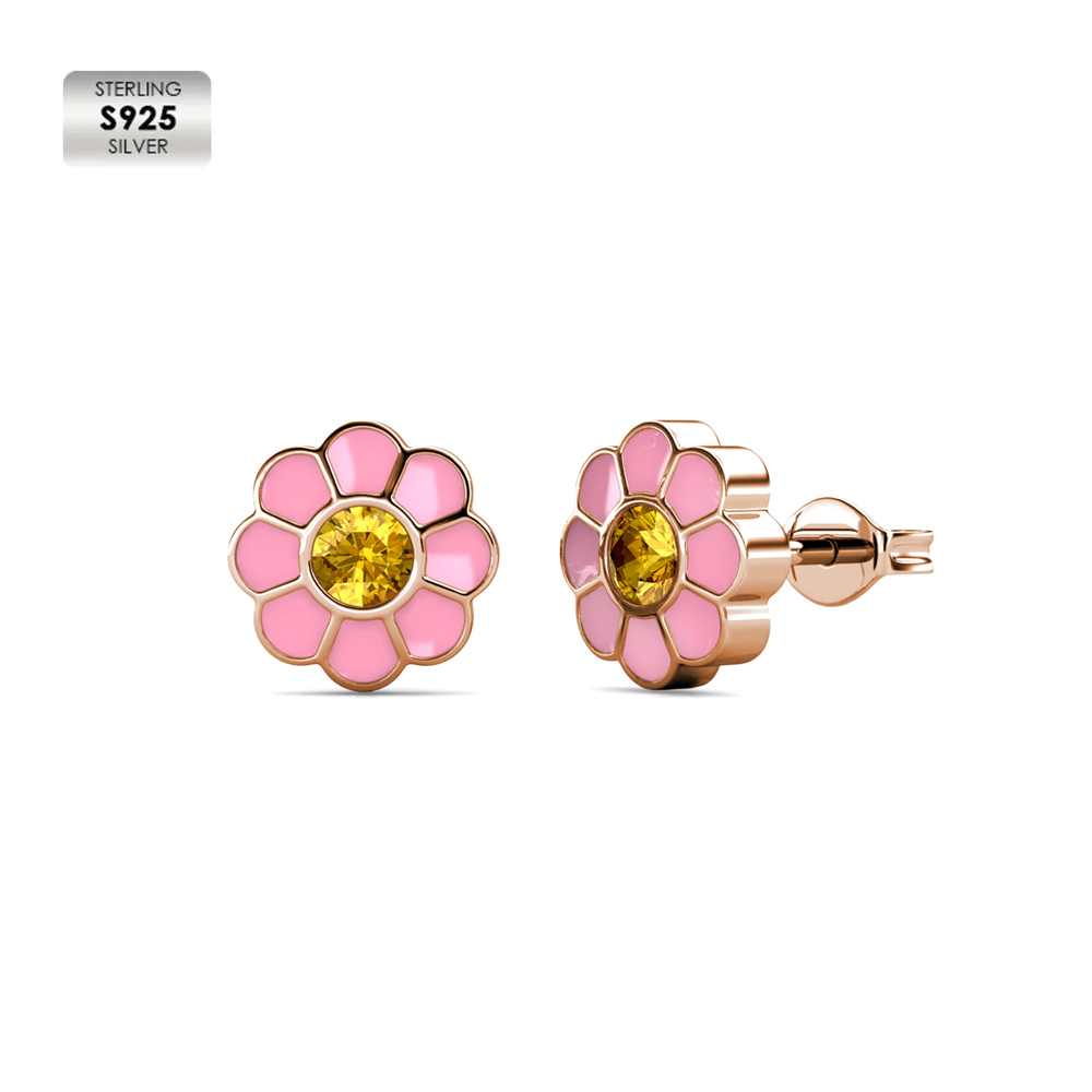 Orecchini per bambina in argento S925 placcati in oro rosa 18k