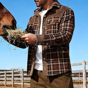 Chemise-veste en flanelle à carreaux doublée en sherpa pour homme avec fermeture à boutons-pression, veste d'hiver chaude, doublure en polaire épaisse et douce, décontractée - Product Image 3