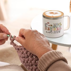 Mug à café isotherme personnalisé sur mesure, cadeau de retraite pour femme, 14 oz, crème, mugs à café imprimés DIY - Product Image 6