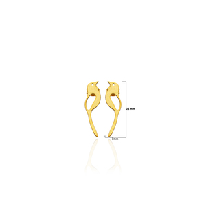 Boucles d'oreilles clous en argent sterling 925 faites à la main, motif oiseau, plaqué or, longue queue, bijoux minimalistes tendance pour femme, par un tiers - Product Image 3