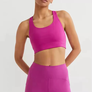 Nouveauté Soutien-gorge de sport rose pour femme Soutien-gorge dos nageur rose vif Fabriqué au Pakistan Soutien-gorge de sport et de fitness Ensemble de vêtements de sport sans couture pour le yoga - Product Image 4