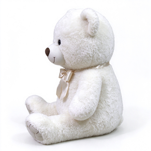 Oso de Peluche Blanco Único con Lazo de Satén, Juguete Suave Unisex - Product Image 4