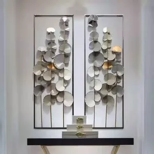 Décoration murale en métal pour l'intérieur de la maison, design créatif, or et bleu ciel, décoration murale suspendue pour chambre à coucher, hôtel, restaurant. - Product Image 4