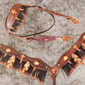 Ensemble de sellerie équestre en cuir de qualité supérieure de luxe Design durable Collier de poitrine Headstall Western Full Draft Horse Riding - Product Image 6