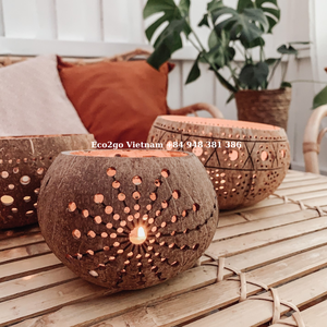 Portavelas de cáscara de coco/Portavelas de coco fabricado por Eco2go Vietnam de alta calidad, duradero y hermoso - Product Image 3