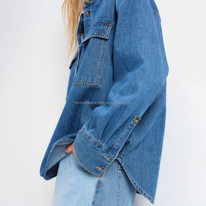 Nardon Apparel 2025 superventas nueva llegada Slim fit elegante Denim Jeans camisas para mujeres diseño personalizado Casual Denim camisas - Product Image 2