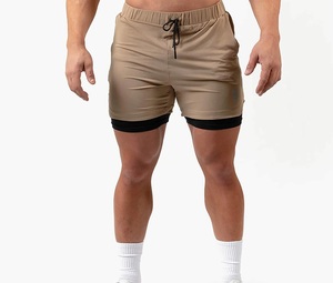 New Wholesale Summer <b>Men</b> sports running <b>shorts</b> <b>knee</b> <b>Length</b> 2 Piece Outfit <b>Short</b> Compression Gym training <b>Men</b> <b>Shorts</b> - Product Image 3
