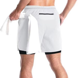 2025 llegada transpirable elástico Fitness entrenamiento baloncesto gimnasio hombres pantalones cortos bolsillo lateral secado rápido deportes sudor hombres pantalones cortos - Product Image 1