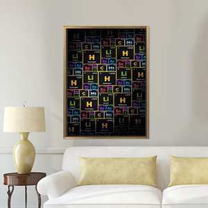 Modern Printed Canvas Artwork: Elegant Chemical Canvas Art Wall Decor,Gold <b>Framed</b> - Product Image 1