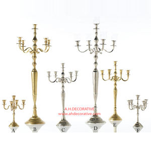 Candélabres en métal nickelé de haute qualité de vente chaude pour la décoration de fête de mariage Candélabres faits à la main de restaurant - Product Image 5