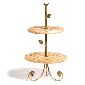 Classic Wood & Metal Cake <b>Stand</b> for Wedding Dessert Table High Quality Round <b>Cupcake</b> Plate for Birthday Party - Product Image 4