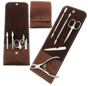 Kit de pédicure manucure personnalisé 5 pièces de haute qualité en acier inoxydable de qualité médicale lime à ongles poussoir à cuticules Plus! - Product Image 5