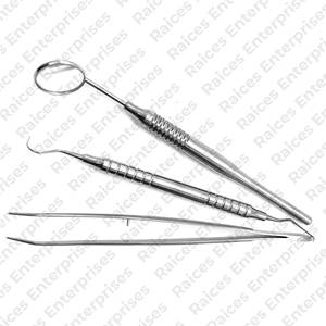 Juego de examen dental básico de acero inoxidable de 3 piezas por encargo Kit de instrumentos quirúrgicos dentales con fuente de alimentación manual - Product Image 2