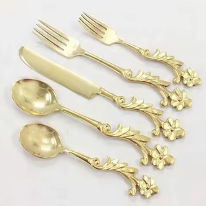 Meilleure vente ensemble de couverts en acier inoxydable en métal nickelé or laiton poignée décorative ensemble de couverts pour banquet mariage - Product Image 4