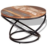 Table basse personnalisée OEM avec plateau en bois de style croissant moderne et base en fer, aspect incroyable pour un usage domestique