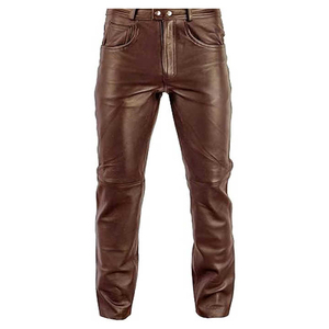Pantalon de Moto en Cuir de Vachette avec Chaînes pour Garçons et Filles Fabriqué au Pakistan Pantalon de Motard Stylé Hommes Femmes Racing en Cuir - Product Image 1