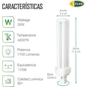 Gemini D 26W G24d-3 <b>Energy</b> <b>Saving</b> <b>Fluorescent</b> Bulb - Product Image 3