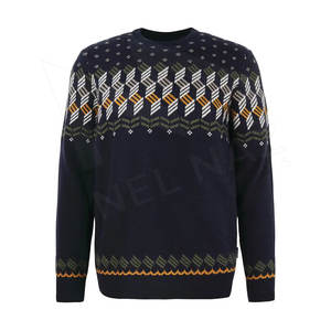 Pull en coton et polyester jacquard respirant personnalisé avec logo, tricoté à la main, épais, pour homme, automne-hiver - Product Image 1