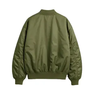 เสื้อแจ็คเก็ตซาตินทรงบอมเบอร์สีเขียวมะกอกขนาดใหญ่พิเศษพร้อมซิป - Product Image 2
