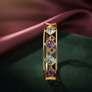 Brazalete de Plata de Ley 925 con Piedras Cuadradas de Amatista Azul y Hidro Azul de 6 mm, Chapado en Oro de 18K para Mujer, Joyería de Plata al por Mayor - Product Image 3