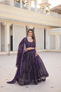 Traje de Sari Lehenga Choli DE TRABAJO bordado de imitación tradicional indio, ropa de boda alta, vestido Formal largo para mujer Dupatta de red - Product Image 5