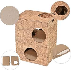 คอนโดแมวผักตบชวา2ชั้น18 \ "ทันสมัยพร้อมรู5และ2หมอนอิงซักได้เฟอร์นิเจอร์ตั้งแคมป์สำหรับสัตว์เลี้ยง - Product Image 3