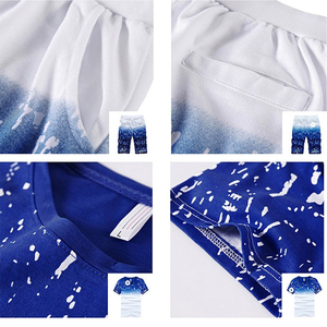 ชุดวอร์ม2ชิ้นสำหรับผู้ชายและผู้หญิงชุดออกกำลังกายแบบลำลองสำหรับฤดูร้อนพิมพ์ลายพร้อมกางเกงขาสั้นและเสื้อยืด - Product Image 6