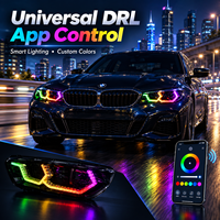 Feux de jour à LED pour voiture, Angel Eyes, phares jaunes vifs, commande par application, style BMW, anneaux halo Angel Eyes en cristal