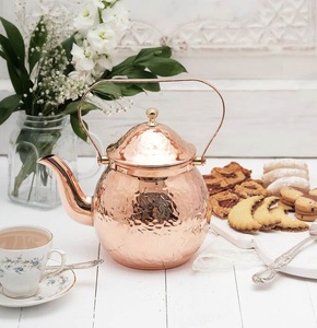 Hervidor de cobre de gran tamaño para servicio de té grupal con estilo antiguo y cuerpo acabado pulido a mano, perfecto para uso diario - Product Image 2