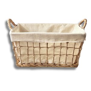 Panier de rangement polyvalent en rotin de jonc de mer en bambou avec doublure en coton amovible, fabriqué à la main et durable - Product Image 1