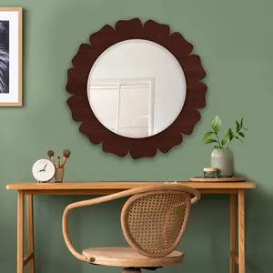 Hermoso diseño floral en forma de flor, espejo de pared de madera, venta directa de fábrica del fabricante al por mayor - Product Image 1