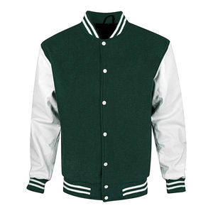 Veste d'université personnalisée pour hommes avec broderie Manches en cuir Logo à l'avant Veste d'université Letterman en toile pour l'hiver - Product Image 1