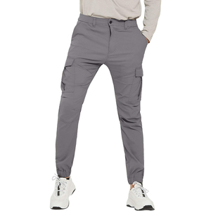 Pantalons de jogging décontractés pour hommes en toile avec poches, tissu technique extensible, molletonné, élastique, lavés, vente chaude - Product Image 2