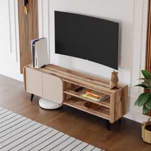 Meubles de salon et de chambre à coucher modernes turcs en bois beige, supports TV réglables et convertibles, entrepôt de meubles - Product Image 4