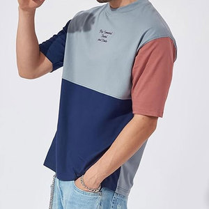 Camiseta informal de algodón de verano para hombre, camisetas de manga corta para hombre, Camiseta básica informal a rayas con cuello redondo, camisetas de playa de verano con bloques de colores - Product Image 4