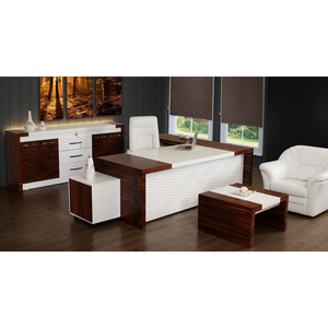 Hot Sale Modern CNC Wave Panel Painted MDF Executive Office Desk Set for Commercial Use - Product Image 1