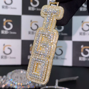 Pendentifs et breloques fins, style chrétien hip-hop, certifiés IGI, pierres précieuses RB, lettres personnalisées, plaqué or rose/argent, taille brillant, S925 VVS - Product Image 4