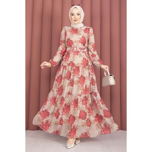 Vestido de Chifón con Cinturón y Estampado Floral, Diseño Personalizado, Ropa Casual Moderna, Translúcido, ODM, Sostenible, para Eventos de Club - Product Image 3