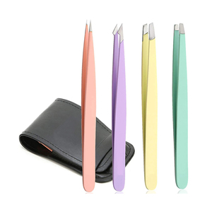 Qualité professionnelle Logo personnalisé en acier inoxydable ensemble de pinces à sourcils pointe pointue extension de cils prix de gros - Product Image 1