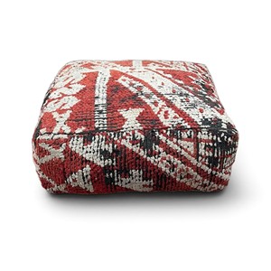 Pouf rectangulaire moderne fait main, motif géométrique abstrait rouge, tissu en coton, coussin de sol mobile, décoration de salle de bain, MA Mother's - Product Image 4