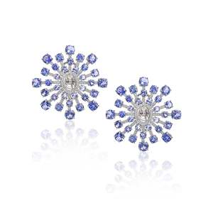 Rose Gold 18K Tanzanite <b>Pearl</b> Drop Hoop <b>Earrings</b> for Wedding Party Gift - Product Image 1