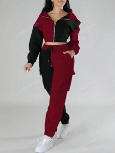 Chándal Mujer Sudadera con capucha y pantalones Ropa de salón de dos piezas Traje de moda Proveedor de ropa al por mayor - Product Image 4