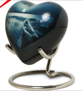 Urnas de recuerdo en forma de corazón de metal azul de aspecto increíble para suministros funerarios - Product Image 2