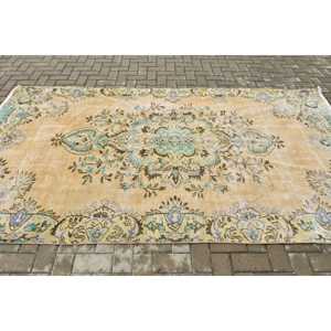 พรมวินเทจขนาด 5.3x9.7 ฟุต, พรมตุรกีขนาดใหญ่, พรมขนสัตว์สีน้ำเงินสไตล์โมร็อกโก - Product Image 3