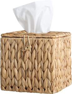 Vente chaude Naturel Écologique À La Main En Bambou De Luxe Beige Boîte À Mouchoirs Emballage Personnalisé Jacinthe D'eau Décoration Fait - Product Image 6
