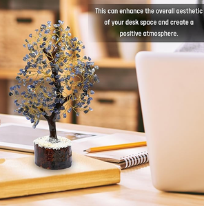 Pierre semi-précieuse naturelle Iolite arbre de pierres précieuses 300 puces arbre de cristal Feng Shui Figurine pour la décoration de la maison - Product Image 3