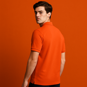 Camiseta Deportiva de Manga Corta Color Naranja Sólido con Logotipo Personalizado OEM de 3 Botones para Polo, Absorbe la Humedad, para Adultos - Product Image 1