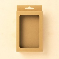 Boîte rigide en papier kraft blanc/noir avec fenêtre en PVC Emballage de vente au détail universel pour téléphones portables à usage cosmétique Trous de suspension